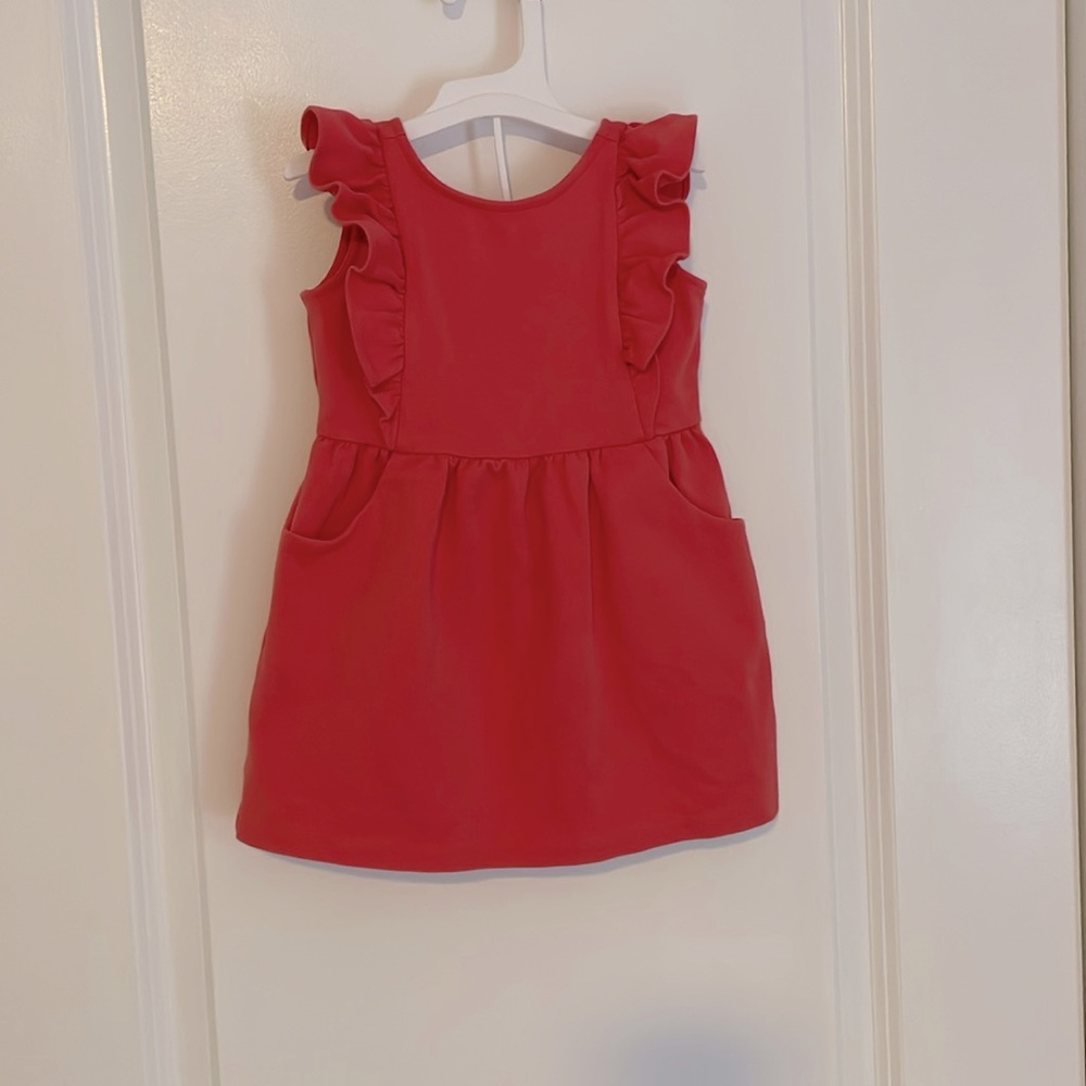 Janie and Jack girls coral colored dress with matching bloomers